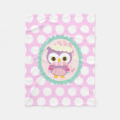 ガーリーな紫色のフクロウの冬の薄紫の水玉模様 フリースブランケット (正面)