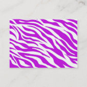 ガーリーな紫色の白いシマウマのストライプの野生のアニマルプリント 名刺 (裏面)