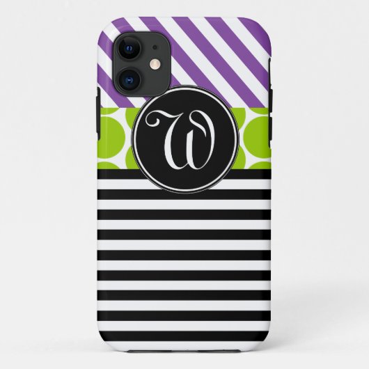 ガーリーな紫色の緑の黒のストライプのiPHONE 5の箱 Case-Mate iPhoneケース (裏面)