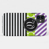 ガーリーな紫色の緑の黒のストライプのiPHONE 5の箱 Case-Mate iPhoneケース (裏面(横))