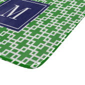 ガーリーな緑及び海軍正方形パターンカスタム カッティングボード (角)