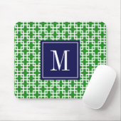 ガーリーな緑及び海軍正方形パターンカスタム マウスパッド (マウス)