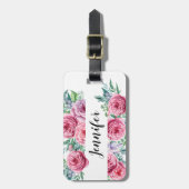 ガーリーな花の荷物のモノグラムのラベル ラゲッジタグ (正面縦)