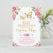 ガーリーな蝶水彩画の花のベビーの献呈 招待状 (スタンド正面)