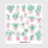 ガーリーな観葉植物ステッカーシート シール (シート)