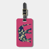 ガーリーな象のシルエットのデイジーバーガンディ ラゲッジタグ (正面縦)