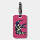 ガーリーな象のシルエットのデイジーバーガンディ ラゲッジタグ (裏面縦)