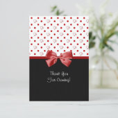 ガーリーな赤いハートに出席するためにありがとう サンキューカード (スタンド正面)