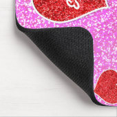 ガーリーな赤いハートのピンクのグリッター マウスパッド (コーナー)