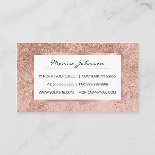 ガーリーな赤面の珊瑚ののどのばら色の金ゴールドのグリッターの大理石 ロイヤリティカード (裏面)