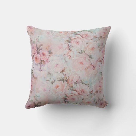 ガーリーな赤面はピンクのbohoの国の花柄にある調子を与えます クッション (裏面)