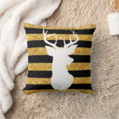 ガーリーな金ゴールドのフェイクなグリッターの枝角の黒のストライプ クッション (ブランケット)