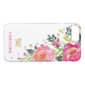 ガーリーな金ゴールドの蝶/シックな水彩画の花柄 Case-Mate iPhoneケース (裏面(横))