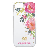 ガーリーな金ゴールドの蝶/シックな水彩画の花柄 Case-Mate iPhoneケース (裏面)