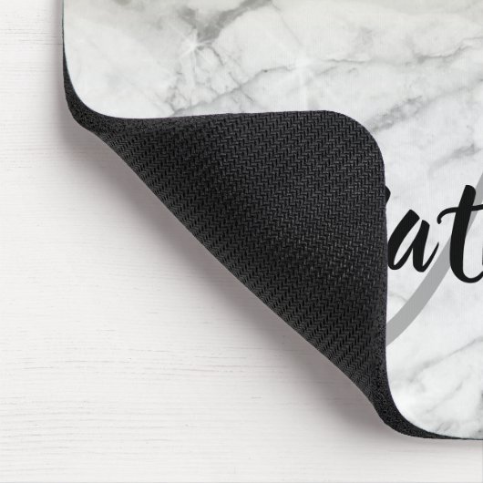 ガーリーな金ゴールドの輝きの灰色の大理石のモノグラムの名前 マウスパッド (コーナー)