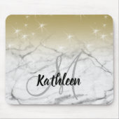 ガーリーな金ゴールドの輝きの灰色の大理石のモノグラムの名前 マウスパッド (正面)