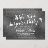 ガーリーな銀製のグリッター|のびっくりパーティの誕生日 招待状 (正面/裏面)