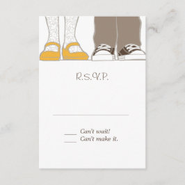 ガーリーな靴及びスニーカーの図解入りの、写真付きのな結婚式 出欠カード
