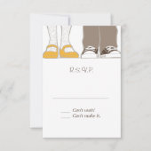 ガーリーな靴及びスニーカーの図解入りの、写真付きのな結婚式 出欠カード (正面)