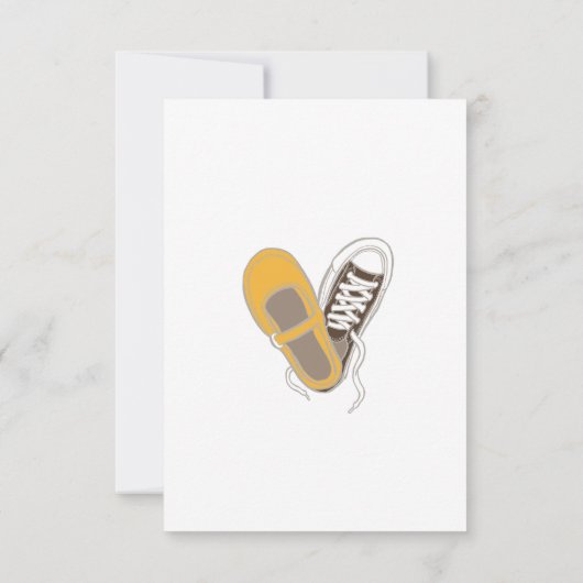 ガーリーな靴及びスニーカーの図解入りの、写真付きのな結婚式 出欠カード (裏面)