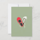 ガーリーな靴及びスニーカーの図解入りの、写真付きのな結婚式(迷彩柄) 出欠カード (裏面)