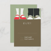 ガーリーな靴及びスニーカーの図解入りの、写真付きのな結婚式(迷彩柄) 出欠カード (正面/裏面)