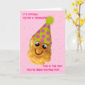 ガーリーな10代の若者の誕生日13のピンクのおもしろいなTaterの幼児 カード (黄色い花)