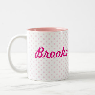 ガーリーな♥のマグの♥ BROOKEの一流の白いピンクの水玉模様 ツートーンマグカップ