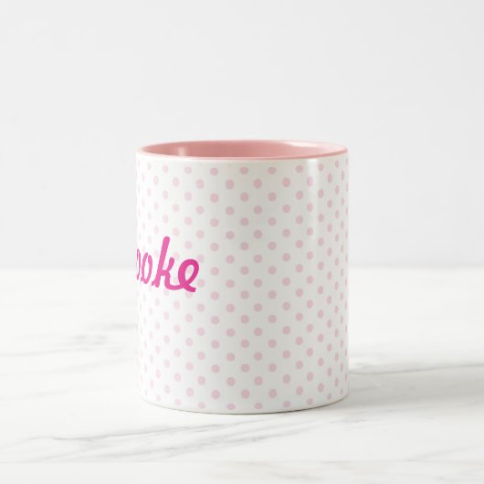 ガーリーな♥のマグの♥ BROOKEの一流の白いピンクの水玉模様 ツートーンマグカップ (中央)