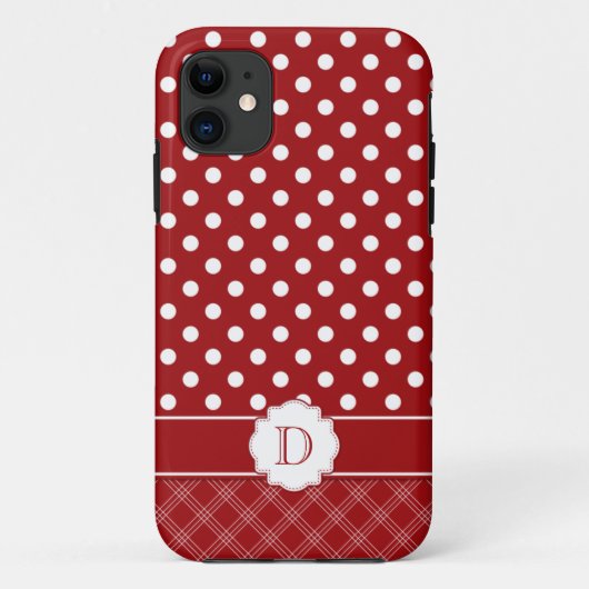 ガーリーなiPhone5赤く白い水玉模様のモノグラム Case-Mate iPhoneケース (裏面)