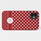 ガーリーなiPhone5赤く白い水玉模様のモノグラム Case-Mate iPhoneケース (裏面(横))