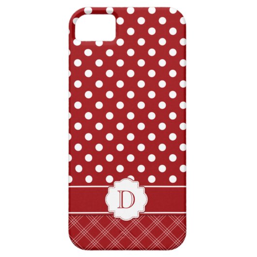ガーリーなiPhone5赤く白い水玉模様のモノグラム Case-Mate iPhoneケース (裏面)