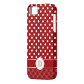 ガーリーなiPhone5赤く白い水玉模様のモノグラム Case-Mate iPhoneケース (裏面左)