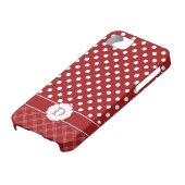 ガーリーなiPhone5赤く白い水玉模様のモノグラム Case-Mate iPhoneケース (下部)
