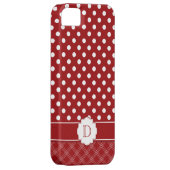ガーリーなiPhone5赤く白い水玉模様のモノグラム Case-Mate iPhoneケース (裏面/右)