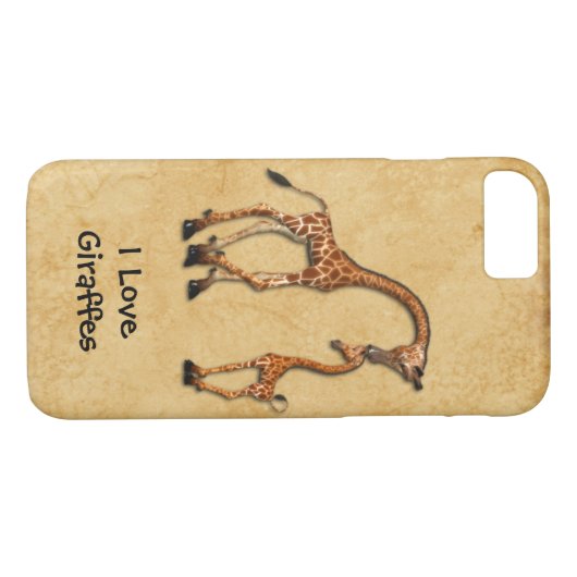 ガーリーなiPhone 7頭の場合の母ベビーのキリン Case-Mate iPhoneケース (裏面(横))