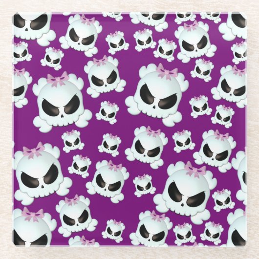 ガーリーなSkullz ガラスコースター (正面)