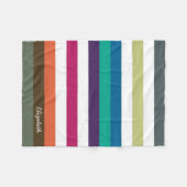 ガーリーはっきりしたRainbow Big Horizontalストライプと名前 フリースブランケット (正面(横))