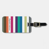 ガーリーはっきりしたRainbow Big Horizontalストライプと名前 ラゲッジタグ (正面横)