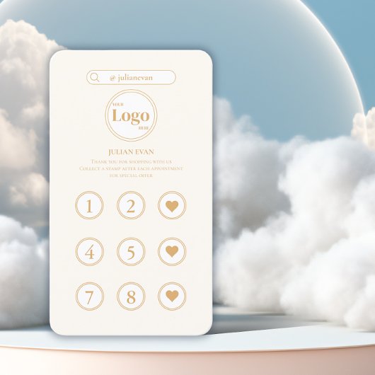 ガーリーアイボリーホワイトインインスパイアスタグラムロイヤリティカード 名刺