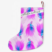 ガーリーアートネオンピ色彩の鮮やかックブルー スモールクリスマスストッキング (裏面)