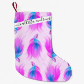 ガーリーアートネオンピ色彩の鮮やかックブルー スモールクリスマスストッキング (正面)