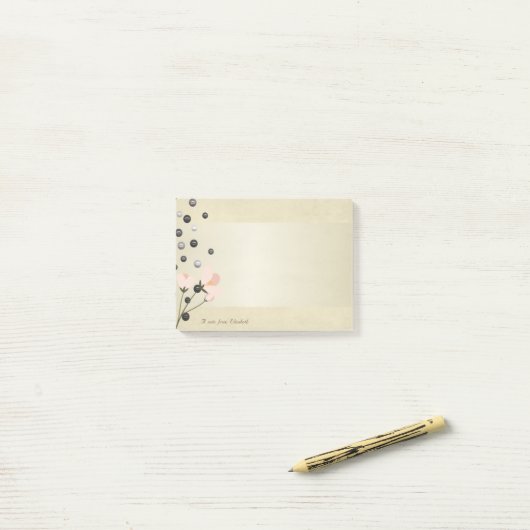 ガーリーエレガントスタイリッシュ花・真珠 – パーソナライズされた ポストイット (デスク上)