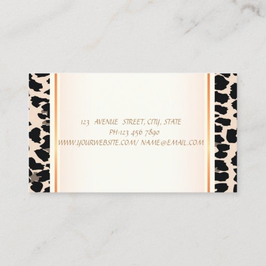 ガーリーエレガントトレンディーモダン，レオパード印刷，唇 名刺 (裏面)