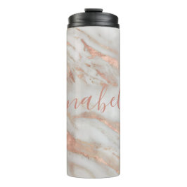 ガーリーエレガントバラ金ゴールド大理石名前をカスタムするスクリプト タンブラー