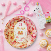 ガーリーエレガントモダンフローラ21歳の誕生日パーティー ペーパープレート (パーティー)