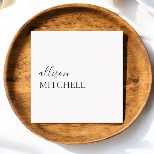 ガーリーエレガント書ミニマル スクエア名刺