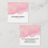 ガーリーエレガント水色ピンクミニマル スクエア名刺 (正面/裏面)