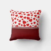 ガーリーエレガント赤いハートと赤リボン名前をカスタムする クッション (裏面)