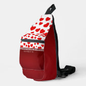 ガーリーエレガント赤いハート名前をカスタムする スリングバッグ (右コーナー)